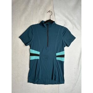 Kerrits Womens Small Teal Blue Equestrian Riding Top Short Sleeve Quarter Zip S